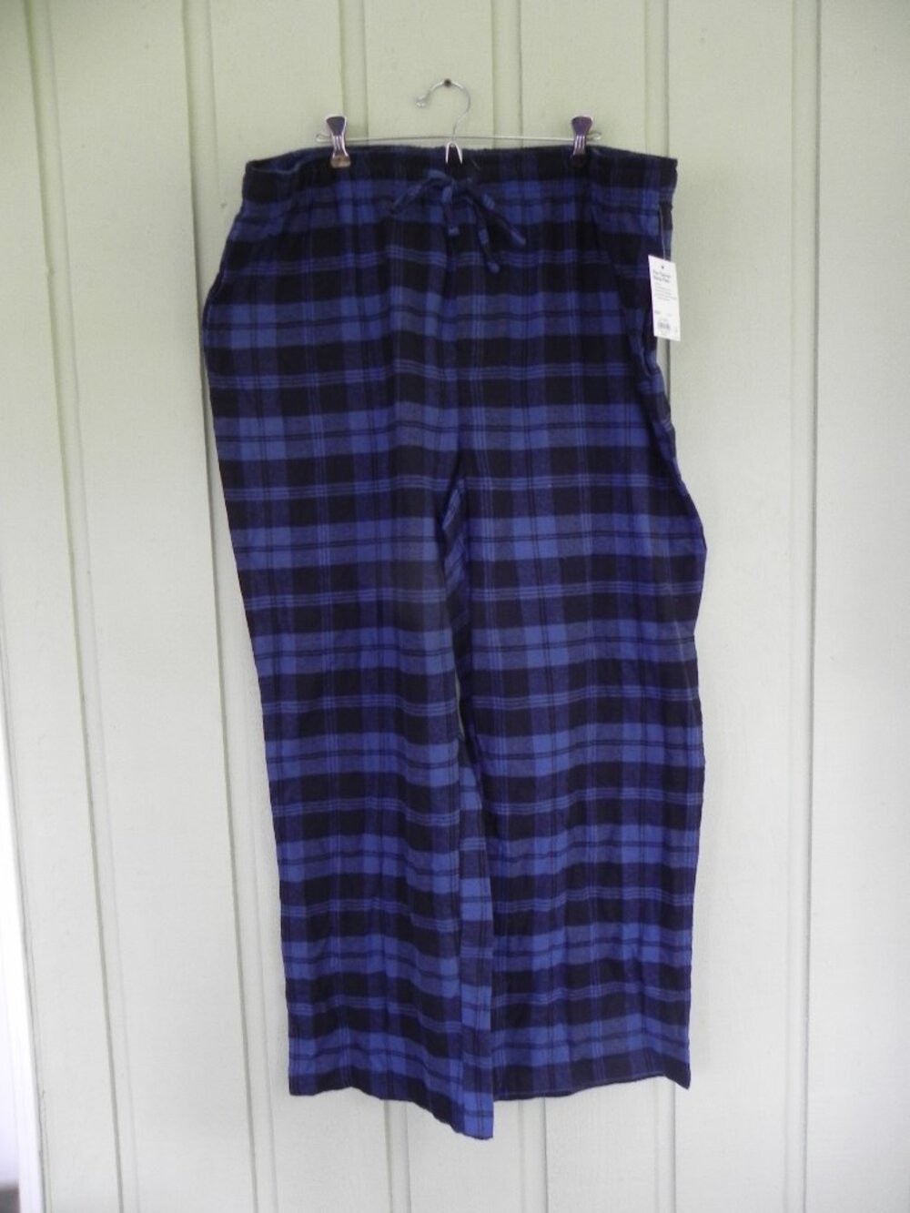 NWT Sonoma Men's Flannel Sleep Pant Blue and Black plaid XXL Kohl's